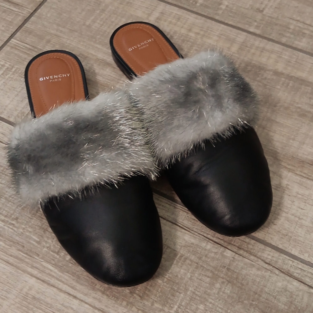 GIVENCHY..(mink trim)BEDFORD  MULES..SIZE 37
